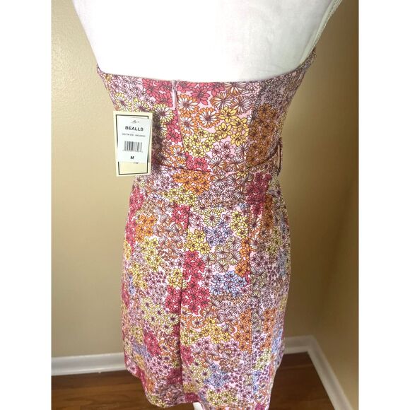 NWT no comment Womens Pink Micro Floral Strapless Mini Dress Sz M Retro 60s Cute - Picture 8 of 16